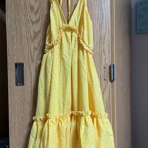 Yellow and white detailed floral dress